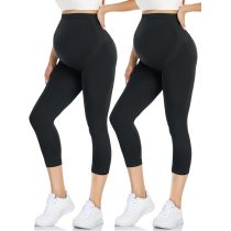 Monkey Clothing Maternity Capri Leggings Over The Belly Butt Lift - Buttery Soft Non See-Through Workout Active Yoga Pants