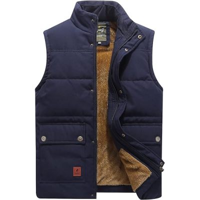 Monkey Clothing Men's Sherpa Lined Fleece Vest Winter Fishing Travel Utility Vest Gilet