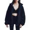 Monkey Clothing Women's 2023 Fashion Winter Coat Long Sleeve Lapel Zip Up Faux Shearling Shaggy Oversized Shacket Jacket