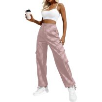 Monkey Clothing Women's High Waisted Cargo Pants Travel Y2K Streetwear Baggy Stretchy Pants with 6 Pockets Drawstring Ankle Cuffs