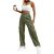 Monkey Clothing Women's High Waisted Cargo Pants Travel Y2K Streetwear Baggy Stretchy Pants with 6 Pockets Drawstring Ankle Cuffs