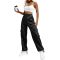 Monkey Clothing Women's High Waisted Cargo Pants Travel Y2K Streetwear Baggy Stretchy Pants with 6 Pockets Drawstring Ankle Cuffs