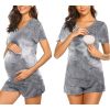 Monkey Clothing Maternity Pajamas Set Labor/Delivery/Nursing for Hospital Home, Basic Nursing Shirt, Adjustable Size Pregnancy Shorts