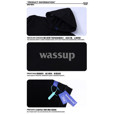 Hooded sweater for men and couples, printed casual loose jacket, plush for autumn and winter