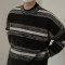 Winter Korean Style Retro Lazy Striped Sweater Men's Thick Round Neck Pullover Casual Loose Long Sleeve Knit