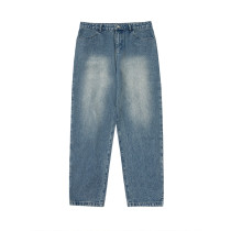 2023 Spring and Autumn Retro Wash Jeans Men's Loose Straight Leg Wide Leg Pants American Casual Versatile Pants