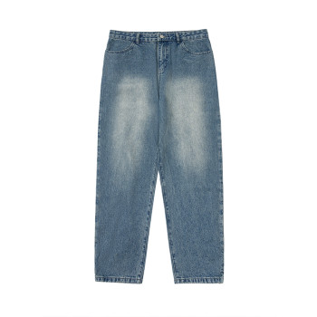 2023 Spring and Autumn Retro Wash Jeans Men's Loose Straight Leg Wide Leg Pants American Casual Versatile Pants