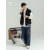 New autumn washed denim patchwork baseball jacket with trendy lapels for men