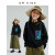 Printed Long Sleeve T-shirt Women's Autumn Loose Round Neck Panel Contrast Raglan Sleeve Top
