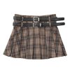 Sweet and cool double belt pleated short skirt skirt women's summer design niche.