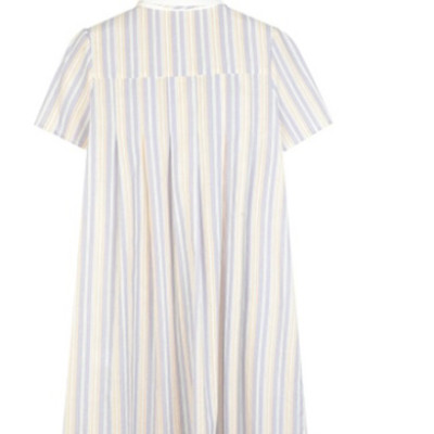 Colorful striped dress women's summer 2023 new short-sleeved shirt skir