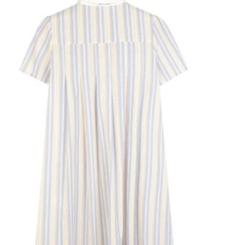 Colorful striped dress women's summer 2023 new short-sleeved shirt skir