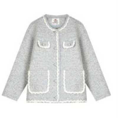 Tweed jacket women's short French retro。temperament tweed knitting set spring and autumn
