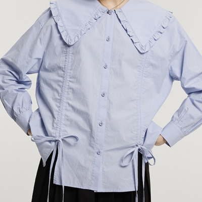 Doll collar shirt women's spring and autumn small long-sleeved shirt top