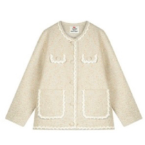 Tweed jacket women's short French retro。temperament tweed knitting set spring and autumn