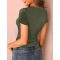 Womens Tops V Neck Summer Short Sleeve Casual Slim Fitted Tshirt
