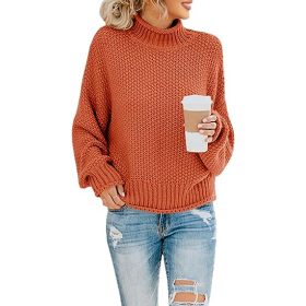 Womens Turtleneck Oversized Sweaters Batwing Long Sleeve Pullover Loose Chunky Knit Jumper