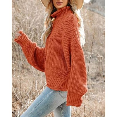 Womens Turtleneck Oversized Sweaters Batwing Long Sleeve Pullover Loose Chunky Knit Jumper