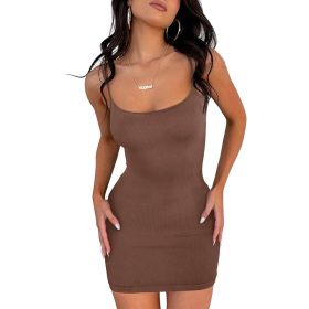Women's Sexy Lounge Slip Short Dress Casual Sleeveless Backless Ribbed Bodycon Mini Dresses