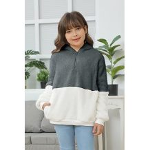 Girls Fuzzy Fleece Pullover Hoodies Sweatshirt Casual Loose Outwear Coat with Pockets 4-15 Years