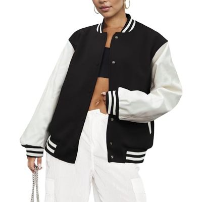 Fall Winter Quilted Varsity Jacket Women