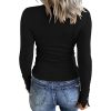 APOFER Womens Long Sleeves Ribbed Knit Tunic Shirts Scoop Neck Button Down Tops Casual Henley Tee Shirt Slim Fit Blouses