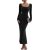 PRETTYGARDEN Women's 2023 Fall Maxi Bodycon Dress Long Sleeve Square Neck Long Fitted Mermaid Dresses