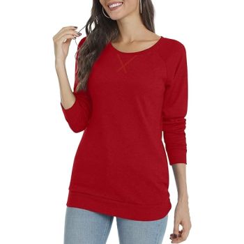 POPYOUNG Women's Fall-Winter Long Sleeve Tunic Tops for Leggings Crewneck Casual Blouse Sweatshirt