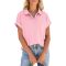 PGANDS Women's Short Sleeve Polo Shirts Summer Collared Button Down Top Casual V Neck Loose Fit T Shirt