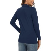 TACVASEN Women's Golf Polo Shirts Long Sleeve UPF 50+ Sun Protection 3-Button Collared Shirt Quick Dry Tennis Tops