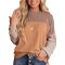 Dokotoo Womens Fashion 2023 Color Block Long Sleeve Crewneck Knitted Pullover Sweatshirt Tops