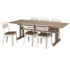 Office dining table gray brown/beige acacia wood