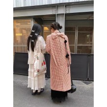 Bow high-end wool suit double-sided tweed coat plaid coat