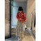 Unlock the festive atmosphere red athlete jacquard knitted sweater jacket in advance