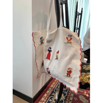 Snow White and seven dwarfs wave embroidered lace canvas bag backpack