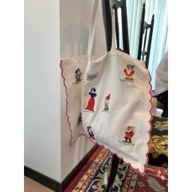 Snow White and seven dwarfs wave embroidered lace canvas bag backpack
