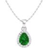 Premium Quality Wholesale: Small Natural Certified Pear Stone and Diamond Halo Pendant Necklace in 10k White Gold
