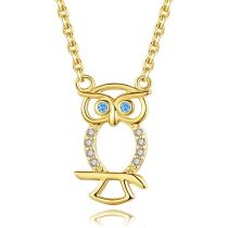 Wholesale 8K Gold Plated Lucky Owl Necklace - Stunning Pendant for Women and Girls
