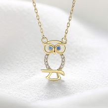 Wholesale 8K Gold Plated Lucky Owl Necklace - Stunning Pendant for Women and Girls