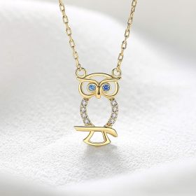 Wholesale 8K Gold Plated Lucky Owl Necklace - Stunning Pendant for Women and Girls