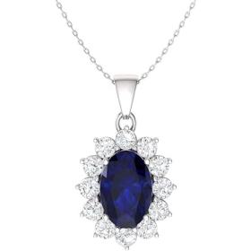 Limited Wholesale Opportunity: Class 14k White Gold Necklace with Sapphire and Diamond Pendant