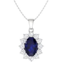 Limited Wholesale Opportunity: Class 14k White Gold Necklace with Sapphire and Diamond Pendant