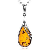 Wholesale Special: Genuine Amber Sterling Silver Pendant Necklace - 18-inch Chain, Certified4 Limited-Time Wholesale Deal