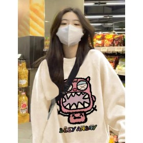 卡通动漫圆领加绒卫衣女