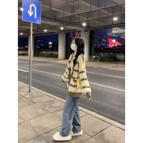 秋冬款仿水貂毛樱桃开衫外套