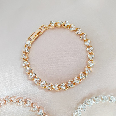 European and American Roman Zircon Crystal Bracelet Bracelet with Diamond Embedding Fashion Versatile Jewelry