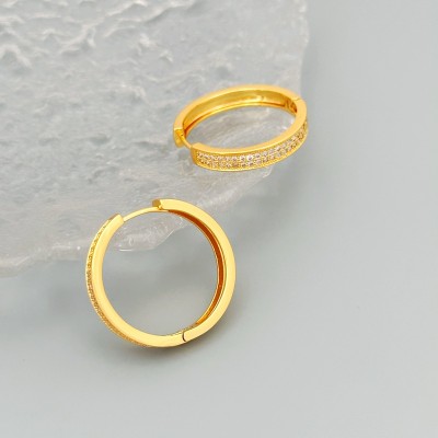 INS Zircon Inlaid Circle Earrings Light Luxury Personalized Simplicity Small Female Earrings High Sense Spot Wholesale