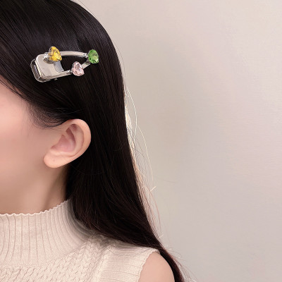 French Baroque Vintage Colorful Irregular Gemstones Full of Diamonds ins Sweet Girl Hairpin Duckbill Hairpin