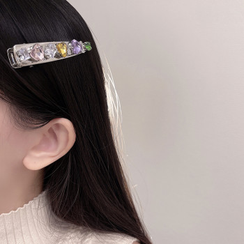 French Baroque Vintage Colorful Irregular Gemstones Full of Diamonds ins Sweet Girl Hairpin Duckbill Hairpin