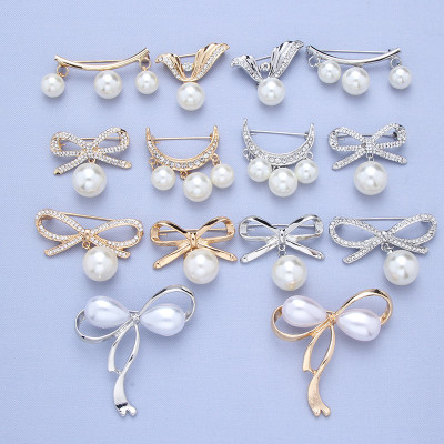 Wholesale diamond studded pearl brooch dresses, versatile suits, pin accessories, light luxury temperament, clothing accessories, fashionable corsage